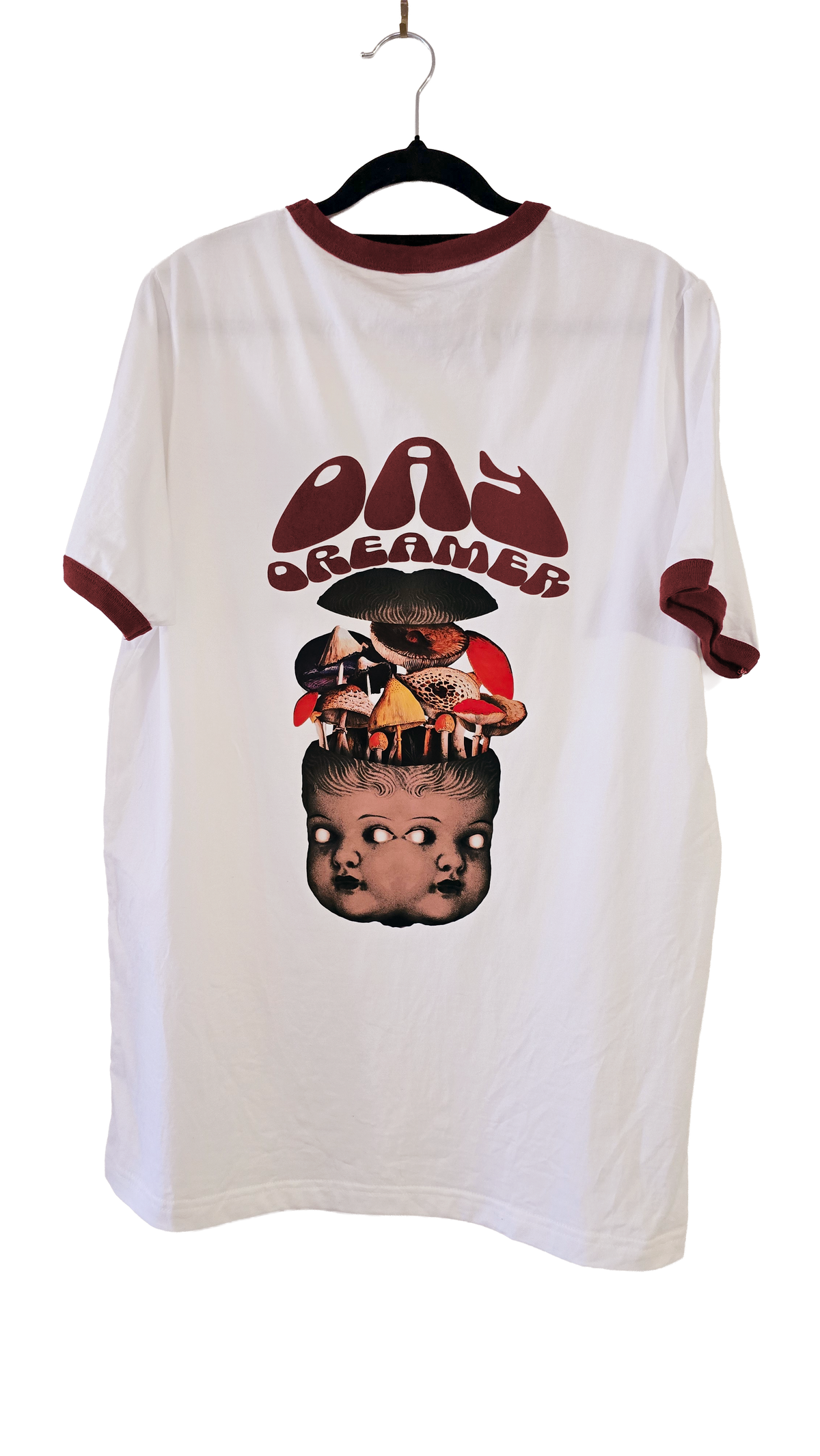 Daydreamer Betty Maroon and White Ringer Tee