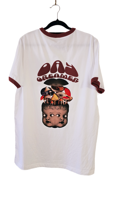 Daydreamer Betty Maroon and White Ringer Tee
