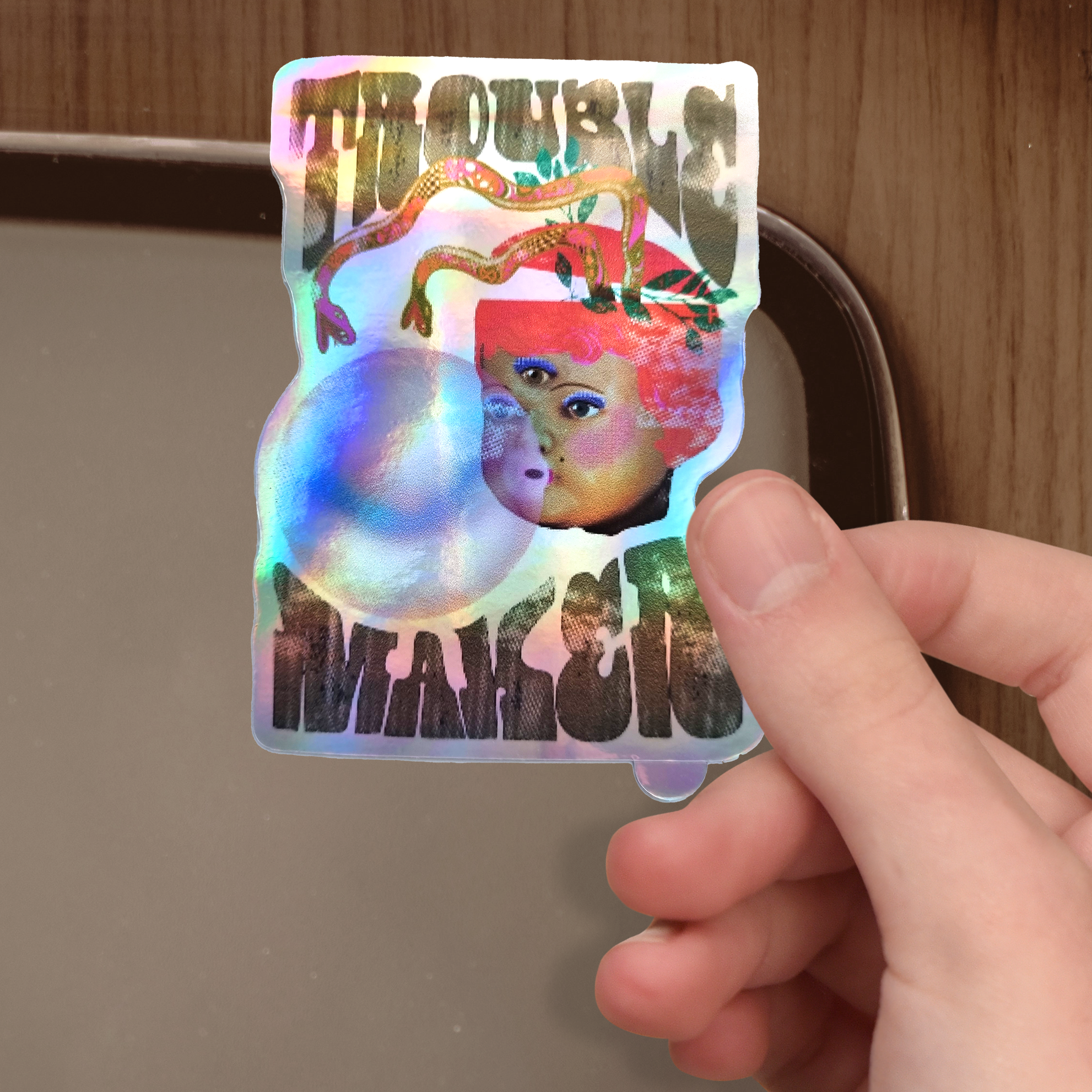 Holographic Trouble maker Betty Sticker
