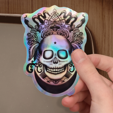 Holographic skull sticker